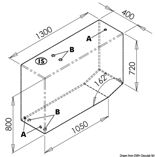 Serbatoio per acqua 390 l sinistro